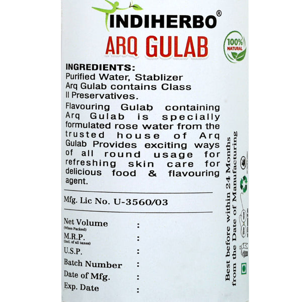 Indiherbo Arq Gulab 100ml | Pure & Natural Rose Water | Skin Toner & Hydrating Face Mist