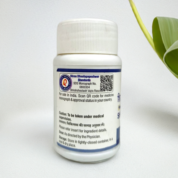 Dhootapapeshwar Shirahshooladri Vajra Rasa 60 Tablets